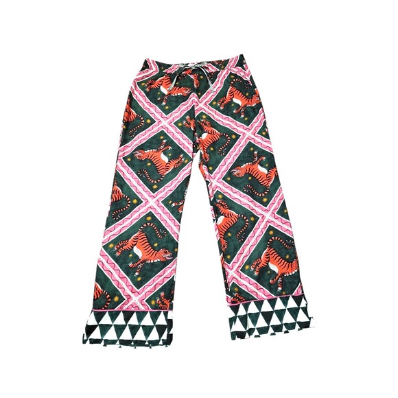 ANTHROPOLOGIE Corinne Lent Tigress Pajama Pants Sz Medium Multicolor Drawstring - Picture 2 of 8